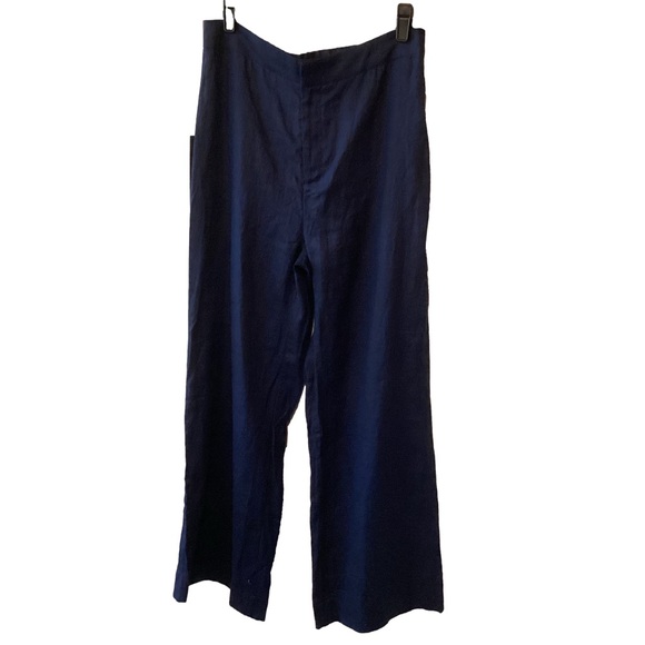 NEW Tuckernuck Wide-Leg Linen Lydia Pants Size Medium Navy Coastal Preppy Beachy - Picture 2 of 11